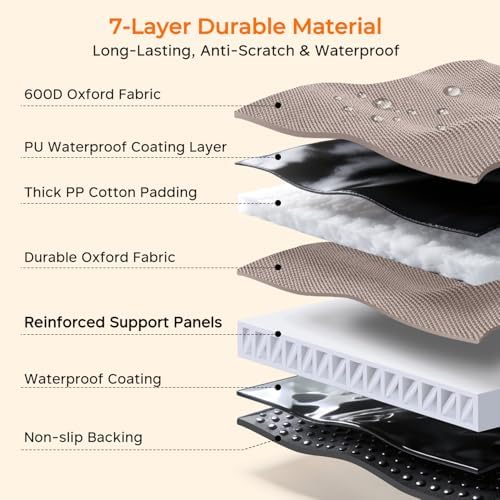 URPOWER Hard Bottom Dog Car Seat Cover, Back Seat Extender XL - for Full Size Crew Cab Trucks Khaki - Image 6