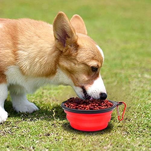 Dog Bowl Pet Collapsible Bowls, 2 Pack Collapsible Dog Water Bowls for Cats Dogs, Portable Pet Feeding Watering Dish for Walking Parking Traveling with 2 Carabiners (Small, Blue+Red) - Image 2