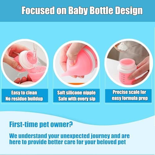 Kitten Bottles for Nursing,Puppy Bottles for Nursing Puppy Milk, Anti-Choking Puppy Feeder Design, 2 Extra Replaceable Silicone Nipples for Convenient Replacement (Green) - Image 6