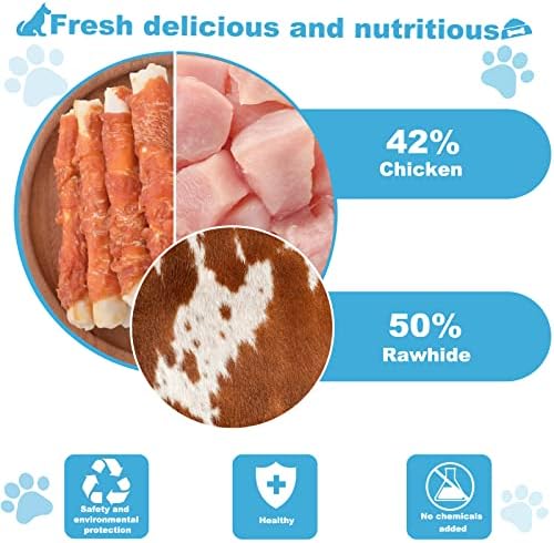 Dog Treats Chicken Wrapped Rawhide Rolls Healthy Dog Chews Long Lasting1 lb/454g (Pack of 2) - Image 2