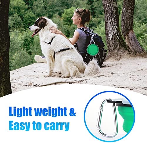 SLSON Dog Bowls Pet Collapsible Bowl with Cover Lids, 2 Pack, Light Blue and Green, Large - Image 3