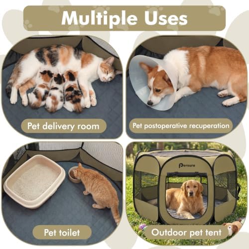 Persure Dog Cat Pet Playpen Puppy Crate Cage for Indoor Outdoor Travel - Image 2