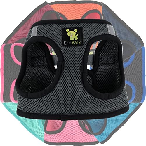 EcoBark Teacup Dog Harness, Step in Luxury Soft Mesh Halter Vest, Gray, XXXS - Image 7