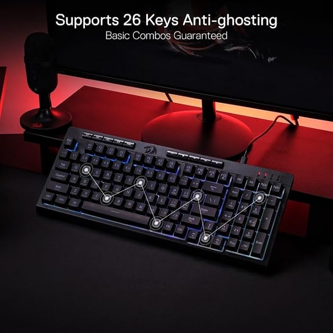 Redragon K515 Shiva Wired RGB Membrane Gaming Keyboard, 98 Keys Mechanical-Feel Keyboard w/Smooth Linear Switch, On-Board Macro & Dedicated Multimedia Keys, Detachable Wrist Rest, Software Supported - Image 6