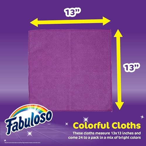 Fabuloso Microfiber Cleaning Cloths, Rainbow, 13x13 in, 24 Count - Image 5