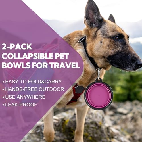 Collapsible Dog Bowl for Travel,2-Pack 12oz Pet Portable Water Food Bowls - Image 5