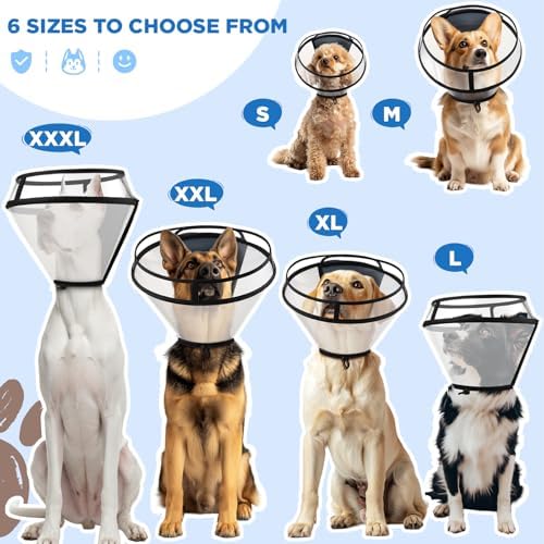 Dog Cone Collar for Surgery Recovery,Adjustable Transparent Pet Recovery Collar for Large Medium Small Dogs & Cats, Protective Elizabethan E-Collar for Wound Healing, Anti-Lick & Bite-XL - Image 6