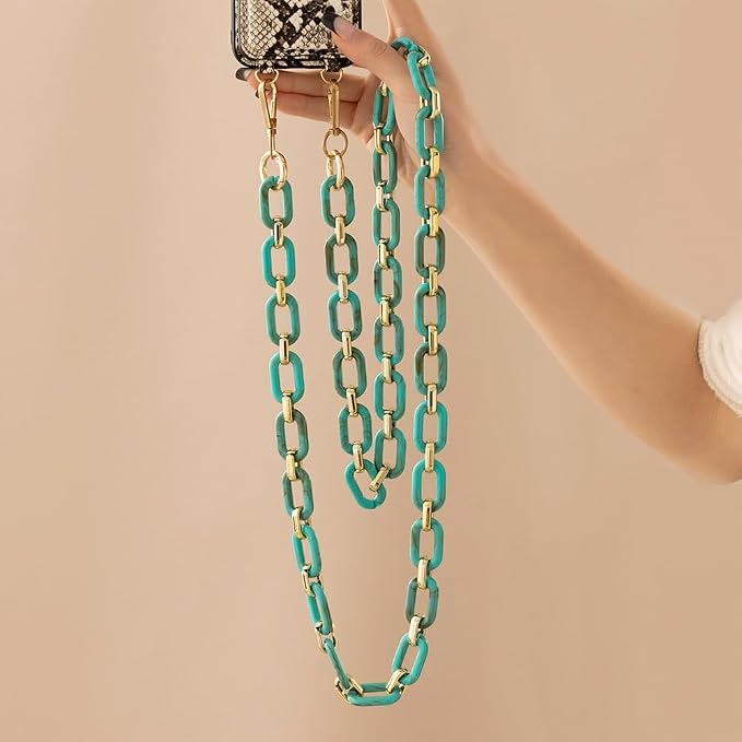 Phone Crossbody Chain Cell Phone Lanyard,Acrylic Shouder Strap Universal Cellphone Chain Strap with Tether Patches Compatible with Most Phones Bag Purse (S) - Image 2