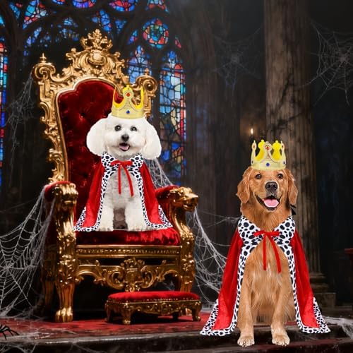 GOYOSWA Dog King Cloak & Crown Set - Funny Halloween Costume for Large Dogs - Image 6