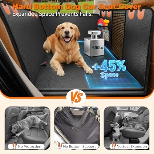 URPOWER PU Leather Hard Bottom Dog Seat Cover for Extended Cab Trucks - Image 2