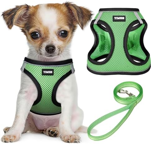 No Pull Dog Puppy Harness and Leash Set Reflective Mesh Vest XX-Small by YIMEIS