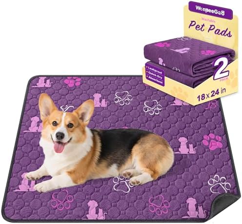 WanpeeGoo Washable Pee Pads for Dogs, Waterproof, 18 x 24 in, 2 Pack, Purp by WanpeeGoo
