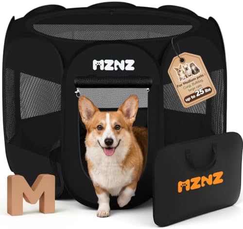 Dog Cat Small Animal Puppy Playpen Crate, Medium, Whole Black by MZNZ