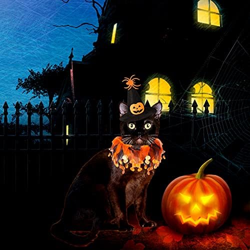 Cat Witch Halloween Costume Suit, Hmxpls Small Dogs & Cats Tutu Collar and Witch Pumpkin Hat Cute Costume Suit Kitten Outfit Clothing for Birthday Party Thanksgiving Christmas Holiday - Image 5