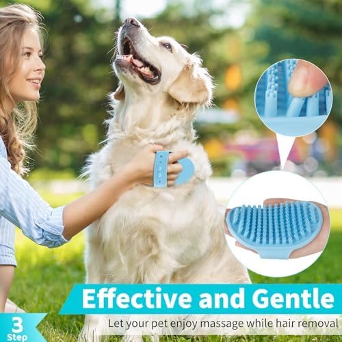Comotech 6PCS Dog Bath Brush & Dog Toothbrush | Adjustable Handle Shampoo Brush & Scrubber for Short & Long Haired Dogs & Cats | Effectively Solve Odor & Stain Removal Problems (Blue Red Blue) - Image 4