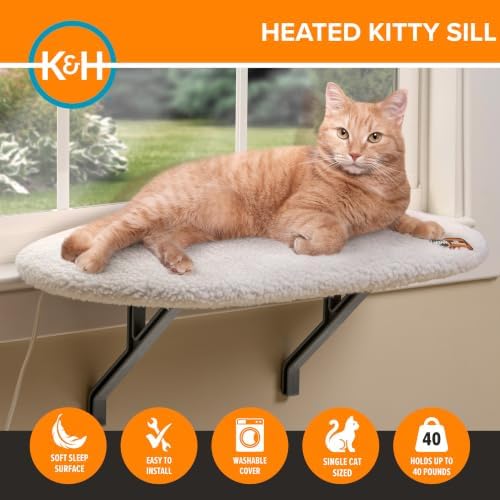 K&H Cat Window Perch, Heated Kitty Sill, Safety Listed, 24x14in, Fleece - Image 5