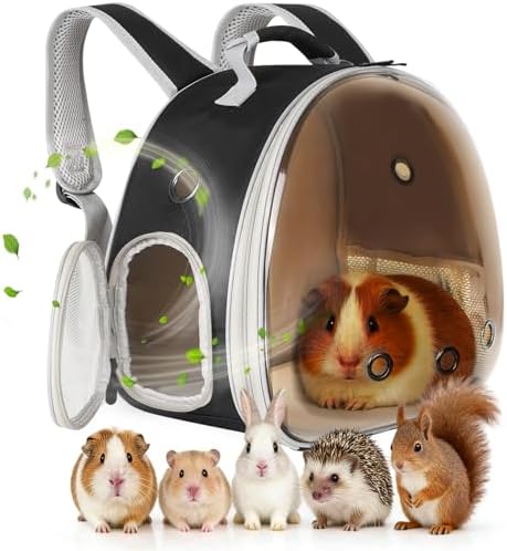 Portable Guinea Pig Backpack, Polarized Bubble Backpack for Small Animals Travel Handbag Cage for Kitten Rabbit Squirrel Bearded Dragon Turtle Breathable Carrier by LightUpYourPetsLife