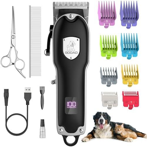Dog Rechargeable Cordless Clippers for Grooming for Heavy Thick Hair&Coats by Gooad