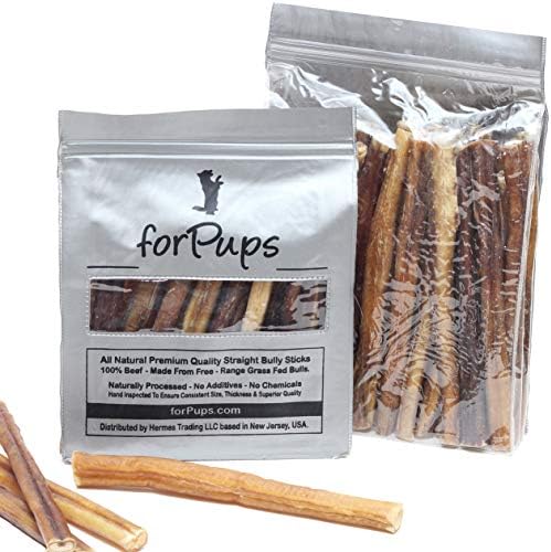 Regular 3"-4" Bully Sticks (2 POUNDs) for Small Dogs & Puppies, for Sensitive Chewers, All Natural, 100% Beef Pizzle Chew, No Additives, Fully Digestible Dental Treats (3-4 inch, 2 lb/32 oz) by forPups