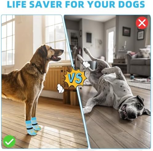 KOOLTAIL Dog Socks Shoes for Hot Pavement to Prevent Licking Paws, Winter Dog Boots&Paw Protector for Hardwood Floors Anti Slip,Traction Control Grip Booties for Small Medium Large Senior Dogs,Blue SM - Image 4