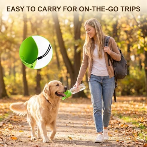 2 Pack Silicone Dog Water Bottle Attachment, Portable Slip-On Pet Water Bowl, Fits Standard Water Bottles for Walking Hiking Travel, Pink & Green - Image 5