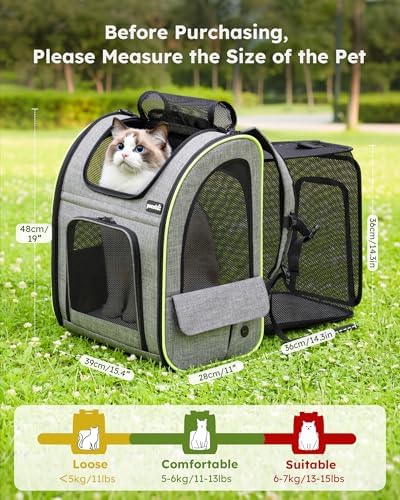pecute Cat Backpack Expandable, Cat Carrier Backpack Breathable, Large - Image 2