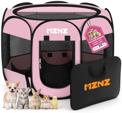 Dog Cat Small Animal Puppy Playpen Crate, Small, Whole Pink by MZNZ
