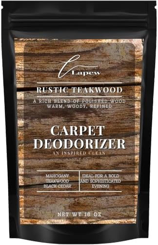 Lapew Rustic Teakwood Carpet Deodorizer Powder - Pet Safe Freshener for Vacuuming | Scented Odor Eliminator for Home | 16 oz by Lapew