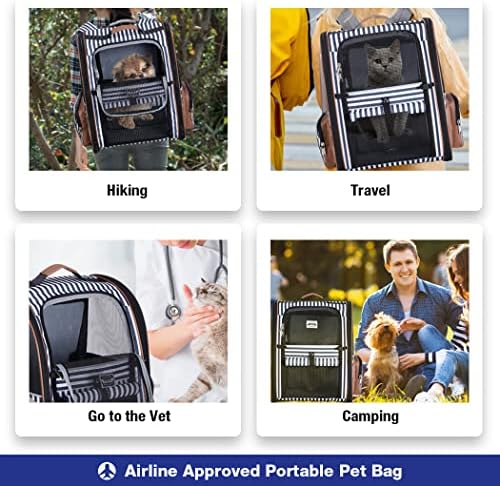 Extra Large Cat Backpack Carrier Expandable Pet Carrier Backpack for Small Dogs Medium Cats Fit Up to 18 Lbs, Dog Backpack Carrier, Foldable Puppy Backpack Carrier for Travel, Hiking,Striped - Image 5