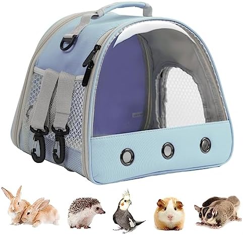 Guinea Pig Carrier Backpack, Clear Bubble Window Backpack for Guinea Pig, Bunny Rat Bird (Blue, Carrier) by LightUpYourPetsLife