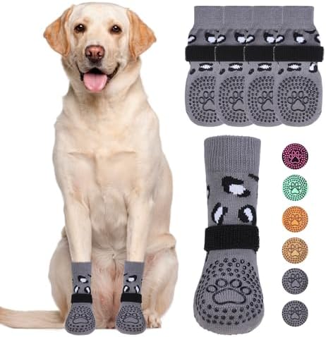 KOOLTAIL Dog Socks for Hot/Cold Pavement to Prevent Licking Paws,Dog Boots&Paw Protector for Hardwood Floors Anti Slip,Traction Control No Twist Grip Booties for Small Medium Large Senior Dogs XL by KOOLTAIL