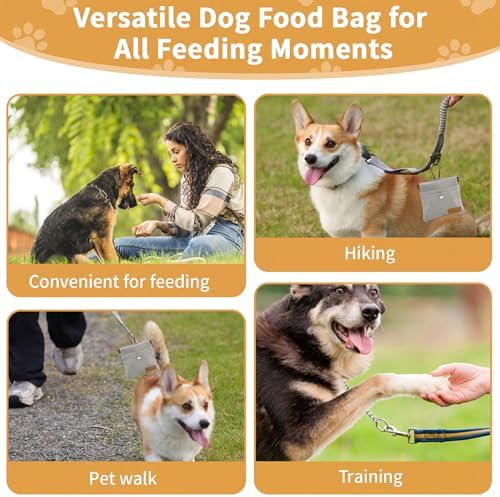 Dog Treat Pouch for Pet Training, Carabiner & Magnetic Buckle, Grey - Image 5