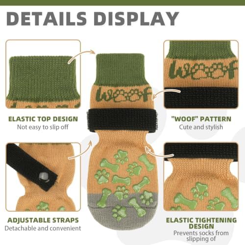 KOOLTAIL Dog Socks for Hot/Cold Pavement to Prevent Licking Paws for Small Medium Large Senior Dogs,Dog Boots&Paw Protector for Hardwood Floors Anti Slip,Traction Control No Twist Grip Booties XL - Image 2