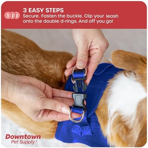 Downtown Pet Supply Step in Dog Harness for Small Dogs No Pull, X-Small, Blue - Adjustable Harness with Padded Mesh Fabric and Reflective Trim - Buckle Strap Harness for Dogs - Image 5