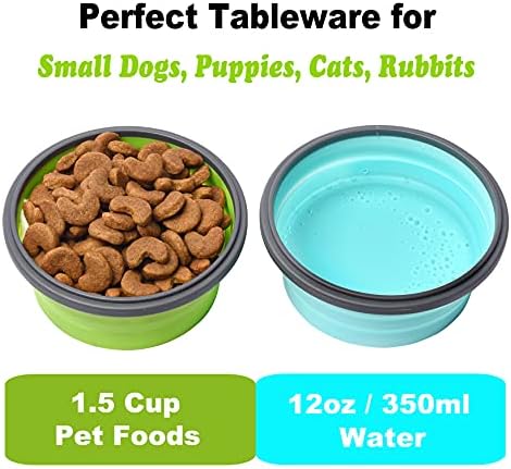 Collapsible Dog Bowls with Lids, 2 Pack Travel Dog Bowls for Small Size Dogs, Silicone Portable Dog Food Bowls Water Cup Cat Bowls Dish for Camping Traveling Walking, 12 oz 350ml - Image 3