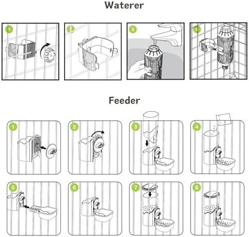Automatic Pet Food Water Dispenser, Auto Gravity Pet Feeder Water Bottle Set for Cage, Feeding Station for Puppy Kitten Rabbit Guinea Pigs Chinchilla Ferret Hedgehog (Green) - Image 5