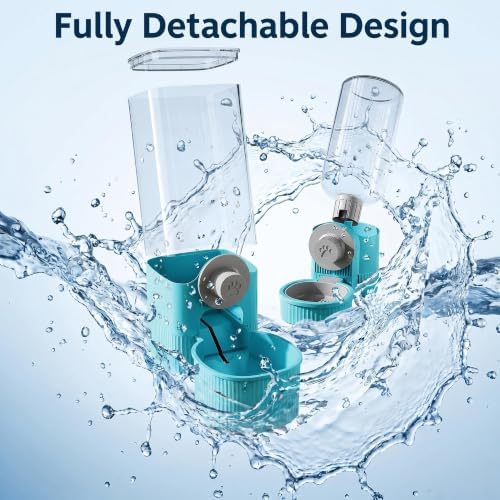 Automatic Rabbit Feeder and Water Dispenser Set,40oz Gravity Food Feeder&17oz Leak-Proof Water Bottle for Guinea Pigs,Hamsters,Chinchillas,Ferrets, Small Animals,Cage Mount Feeding Station Blue - Image 6