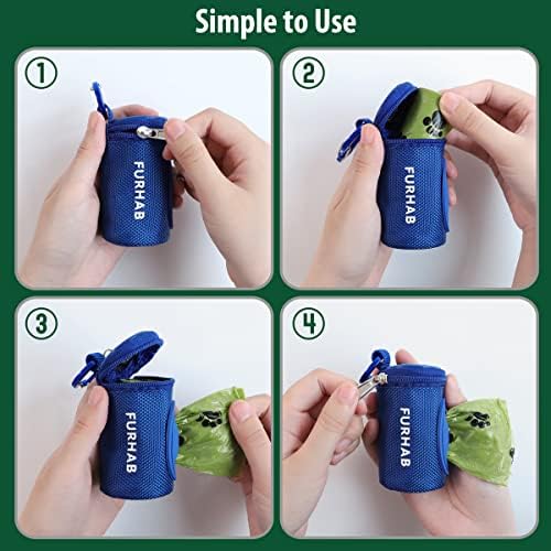 FURHAB Dog Poop Bag Holder for Leash with Carabiner Clip Soft Fabric - Image 5