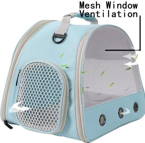 Ventilation Cage,Bearded Dragon Travel Carrier,Guinea Pig Carrier,Guinea Pig Bag for 2,Reptile Travel Carrier for Lizards Sugar Glider Hedgehog Rat Parrot Birds,Airline Approved (Blue, Mesh Carrier) - Image 5