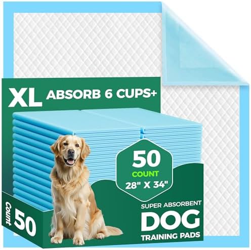 50 Count Dog Pee Pads Extra Large- 28" x 34", Super Absorbent Leak-Proof XL Puppy Pads 50 Pack Quick-Dry XLarge Disposable Pet Potty Training Pads for Dogs, Puppies, Doggie by Unknown