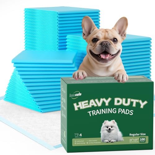 IMMCUTE Heavy Duty Puppy Pee Pads 22"x23"-100 Count | Dog Pee Training Pads Super Absorbent & Leak-Proof | Disposable Pet Piddle and Potty Pads for Puppies | Dogs | Doggie| Cats | Rabbits by IMMCUTE