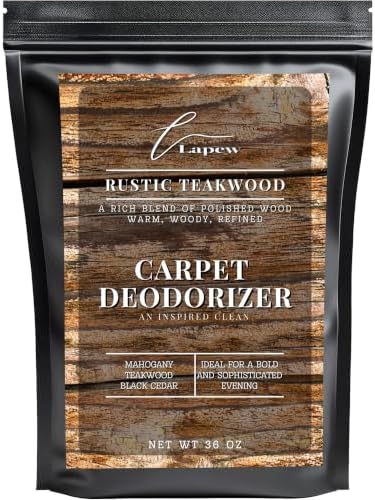 Lapew Rustic Teakwood Carpet Deodorizer Powder - Pet Safe Freshener for Vacuuming | Scented Odor Eliminator for Home | 36 oz by Lapew
