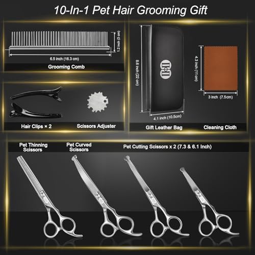 CIICII Dog Grooming Scissors Kit, 7 Inch Safety Pet Cat Shears Set (Silver) - Image 7