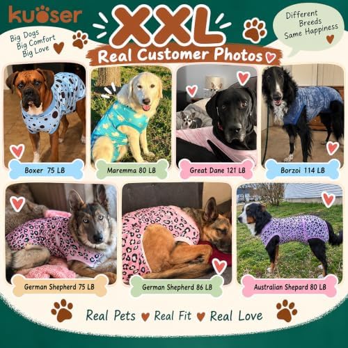 Kuoser Dog Recovery Suit, Female Male Spay Neuter Surgery Suit, Llama, XXL - Image 5