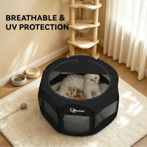 Siedihit Dog Playpen Tent Crate Cage Indoor Outdoor Whole Black Small - Image 5