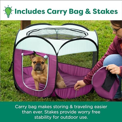 Furhaven Portable Dog Playpen Cat Tent, Pet Playground,Kennel Foldable Indoor Outdoor Zippered Puppy Crate - Purple, Small - Image 5