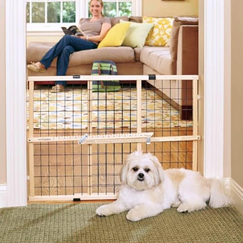 MYPET Wire Mesh Dog Gate: 26.5"-42" Wide Pressure Mounted with No Tools; Expandable, Durable Pet Gates for Doors and Hallways, 23" Tall, Made with Sustainable Hardwood - Image 2