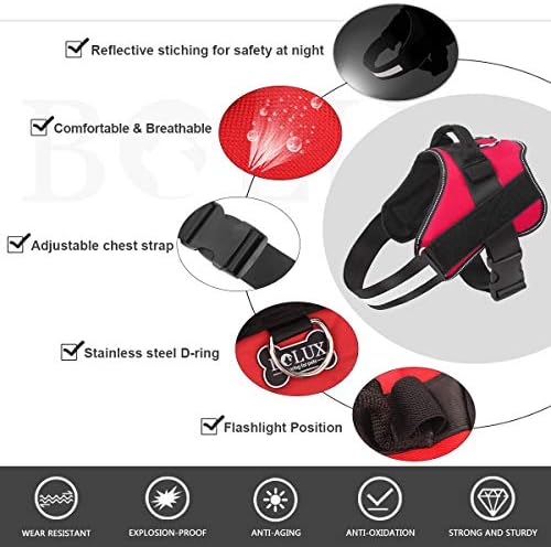 Bolux Dog Harness, No-Pull Reflective Dog Vest, Breathable Adjustable Pet Harness with Handle for Outdoor Walking - No More Pulling, Tugging or Choking (Red, M) - Image 2