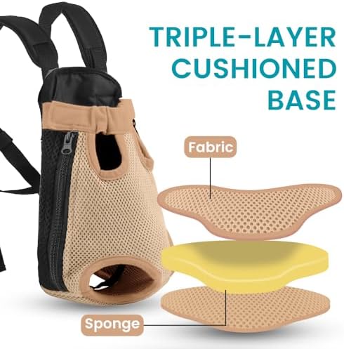 Mosago Dog Backpack Carrier, Front Chest Carrier for Small Dogs, Khaki, XL - Image 4