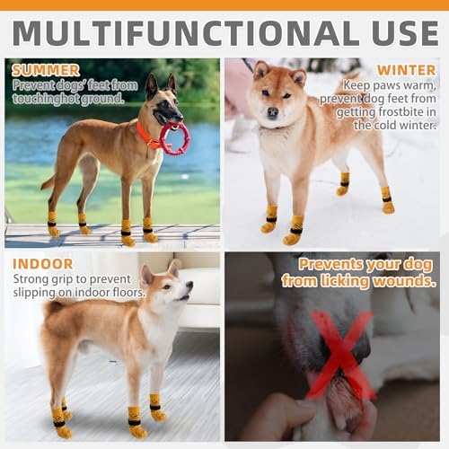 KOOLTAIL Dog Socks for Hot/Cold Pavement to Prevent Licking Paws,Dog Boots&Paw Protector for Hardwood Floors Anti Slip,Traction Control No Twist Grip Booties for Small Medium Large Senior Dogs L - Image 5